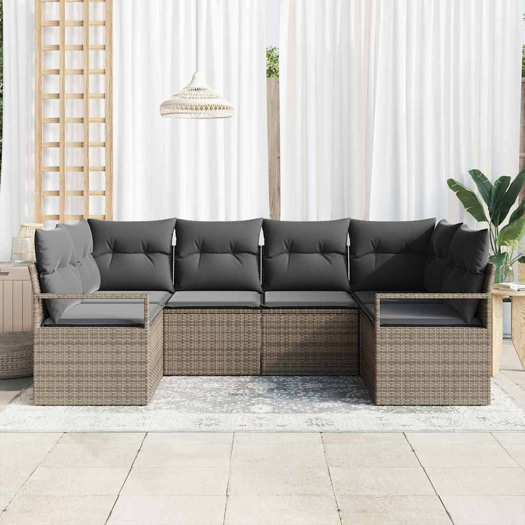 Tuinbankenset met kussen met opslag 6 pcs Grijs poly rattan is nu te koop bij PeponiXL, paradijselijk wonen!