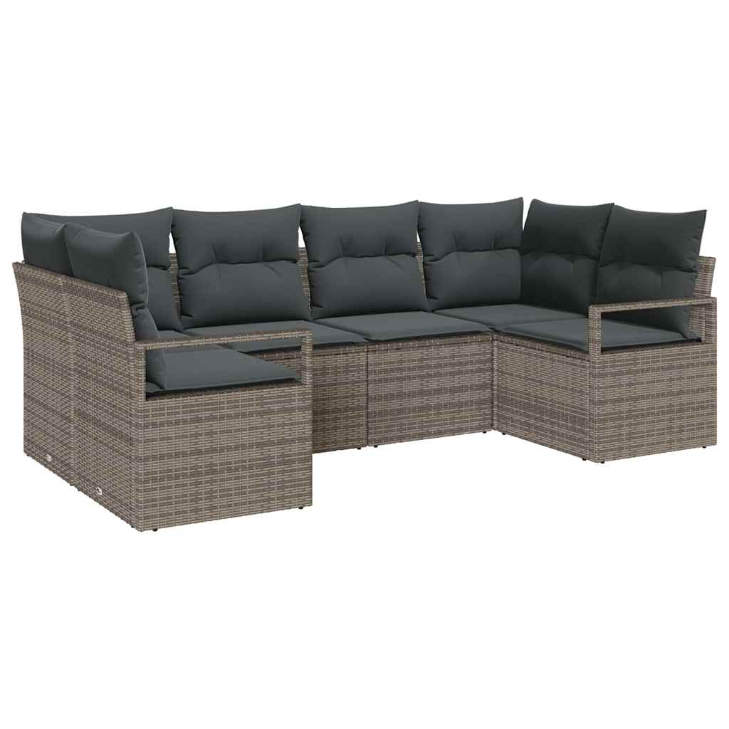 Tuinbankenset met kussen met opslag 6 pcs Grijs poly rattan is nu te koop bij PeponiXL, paradijselijk wonen!
