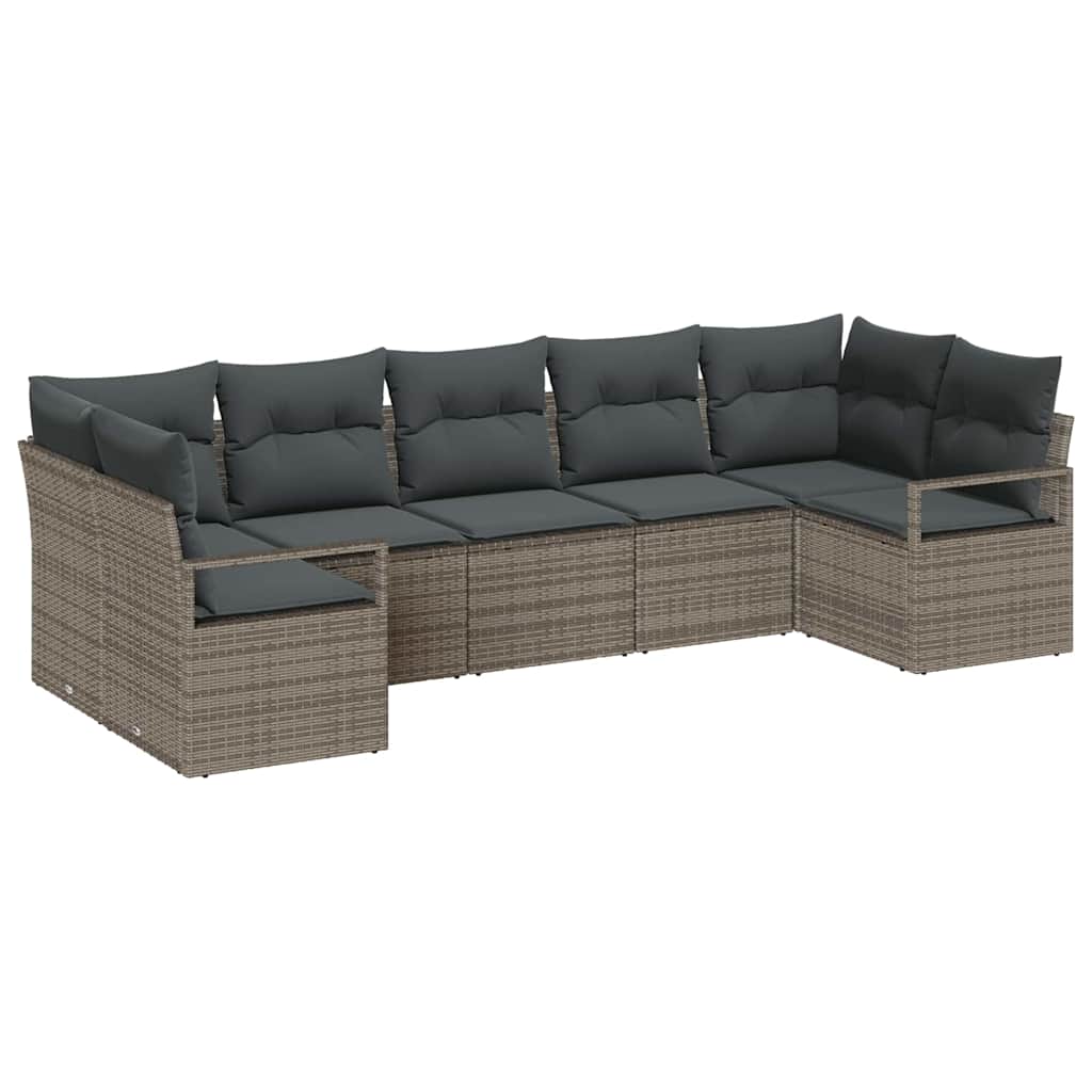 Tuinbankenset met kussen met opslag 7 pcs Grijs poly rattan is nu te koop bij PeponiXL, paradijselijk wonen!