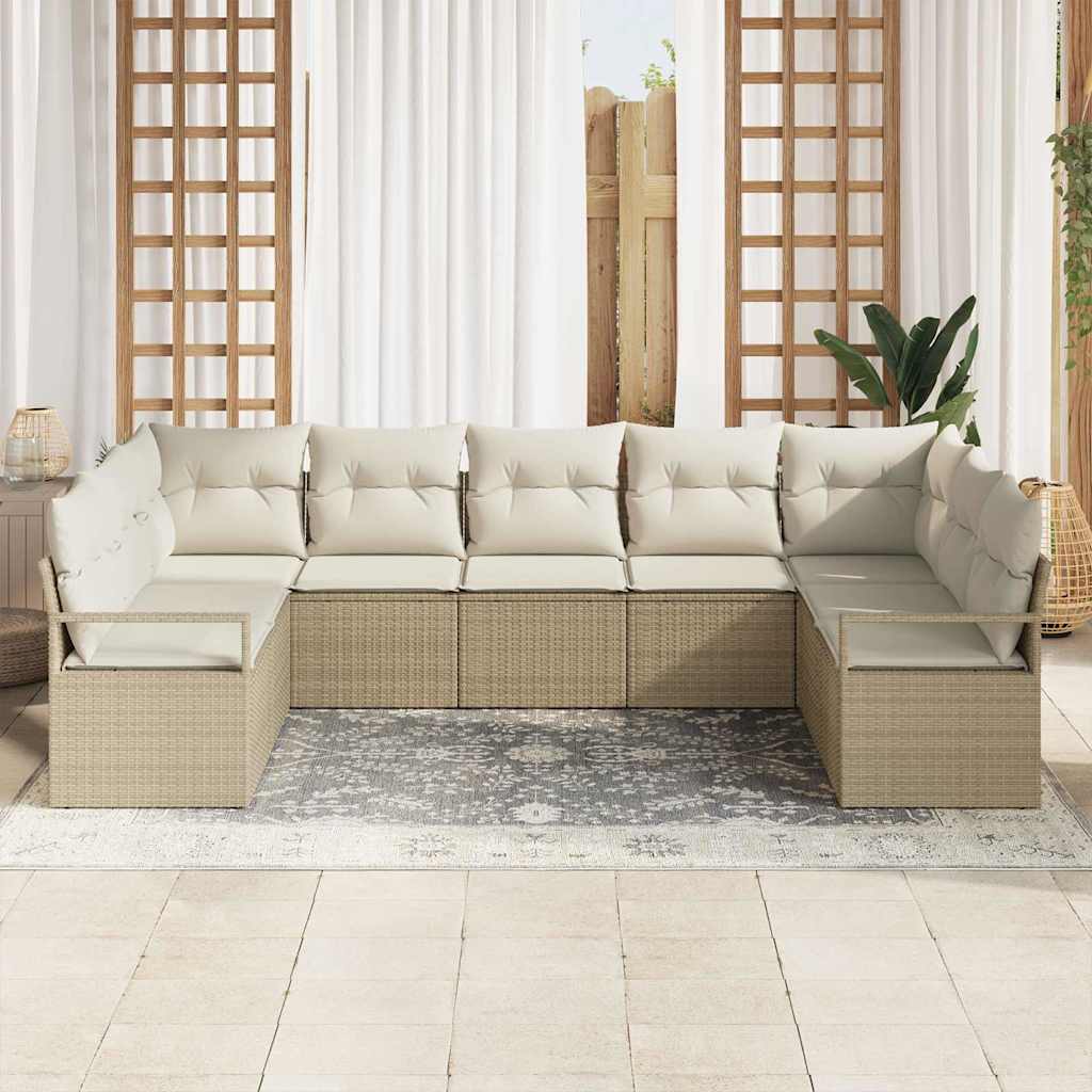 Tuinbankenset met kussen 7 pcs Beige en Wit poly rattan is nu te koop bij PeponiXL, paradijselijk wonen!