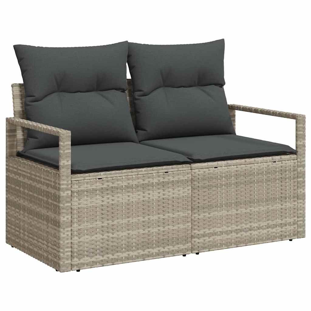 Tuinbankenset met kussen 7 pcs Lichtgrijs poly rattan is nu te koop bij PeponiXL, paradijselijk wonen!
