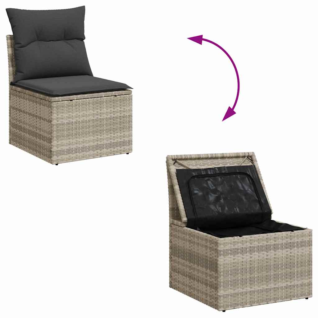 Tuinbankenset met kussen 7 pcs Lichtgrijs poly rattan is nu te koop bij PeponiXL, paradijselijk wonen!