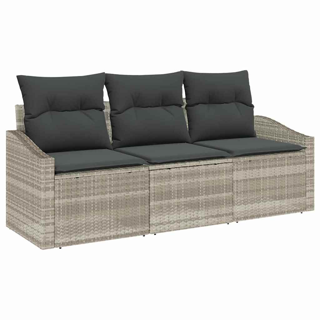Tuinbankenset met kussen 3 pcs Lichtgrijs poly rattan is nu te koop bij PeponiXL, paradijselijk wonen!