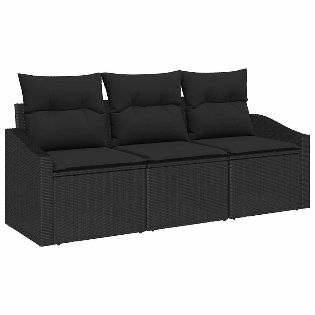 Tuinbankenset met kussen met opslag 3 pcs Zwart poly rattan is nu te koop bij PeponiXL, paradijselijk wonen!