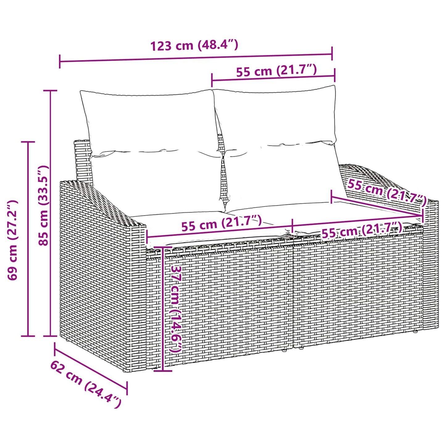 Tuinbankenset met kussen 3 pcs Grijs en Marineblauw poly rattan is nu te koop bij PeponiXL, paradijselijk wonen!