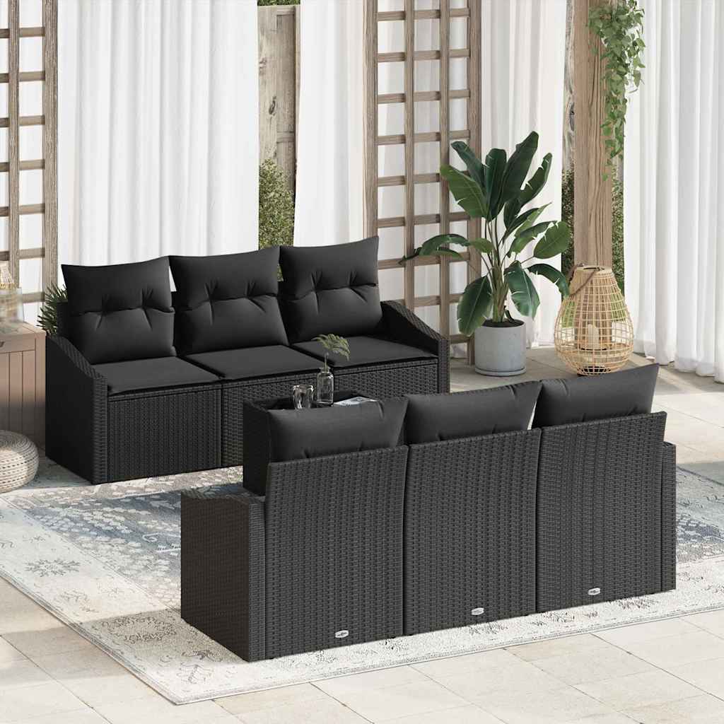 Bankstel met kussen met opslag 7 pcs Zwart poly rattan is nu te koop bij PeponiXL, paradijselijk wonen!