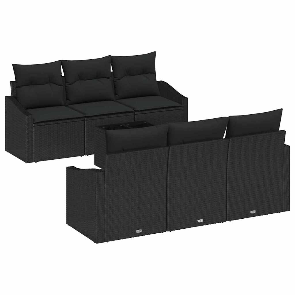 Bankstel met kussen met opslag 7 pcs Zwart poly rattan is nu te koop bij PeponiXL, paradijselijk wonen!