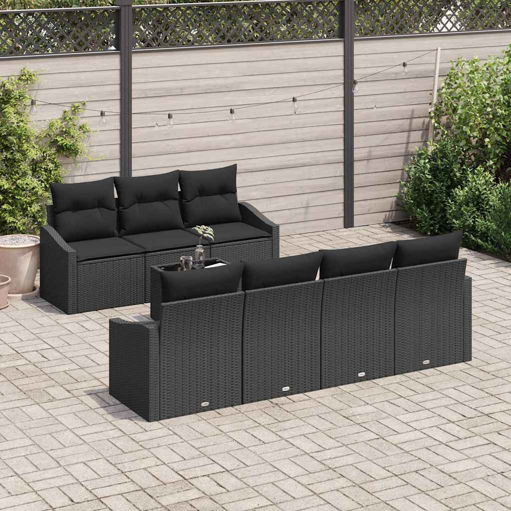 Bankstel met kussen met opslag 8 pcs Zwart poly rattan is nu te koop bij PeponiXL, paradijselijk wonen!