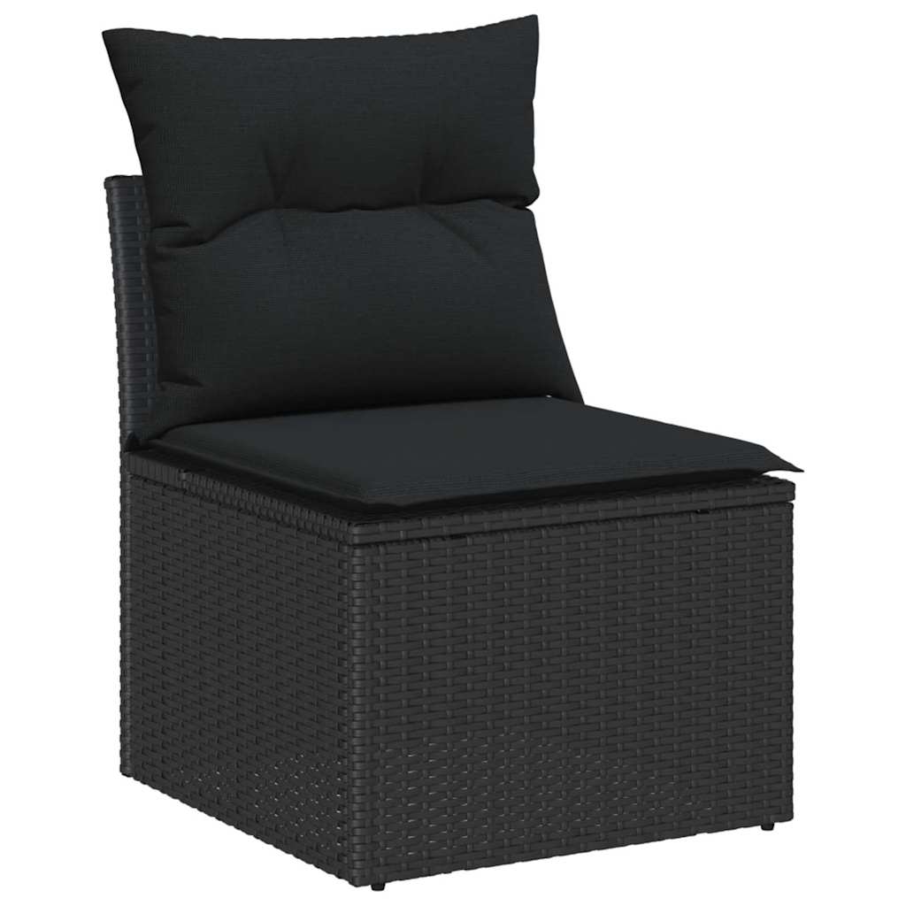 Bankstel met kussen met opslag 8 pcs Zwart poly rattan is nu te koop bij PeponiXL, paradijselijk wonen!