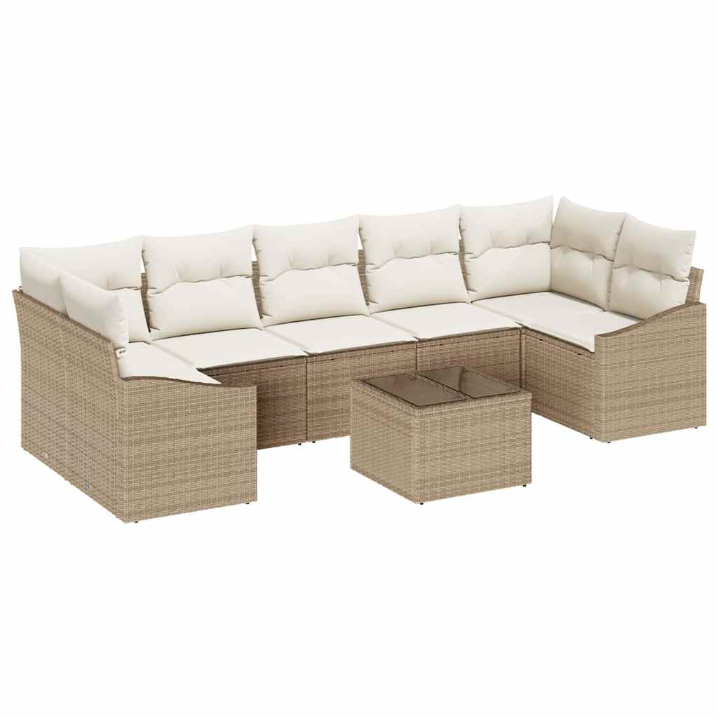 Bankstel met kussen met opslag 8 pcs Beige en Crème poly rattan is nu te koop bij PeponiXL, paradijselijk wonen!