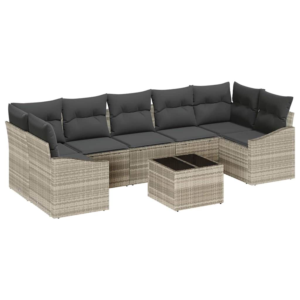 Bankstel 8 pcs Licht Grijs en Donker Grijs poly rattan is nu te koop bij PeponiXL, paradijselijk wonen!
