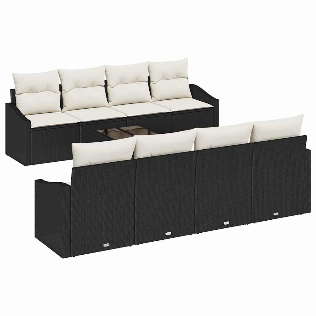 Bankstel met kussen met opslag 7 pcs Zwart en Crème poly rattan is nu te koop bij PeponiXL, paradijselijk wonen!