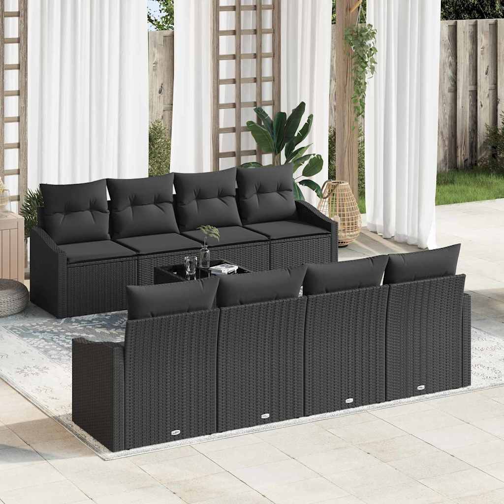Bankstel met kussen met opslag 7 pcs Zwart poly rattan is nu te koop bij PeponiXL, paradijselijk wonen!