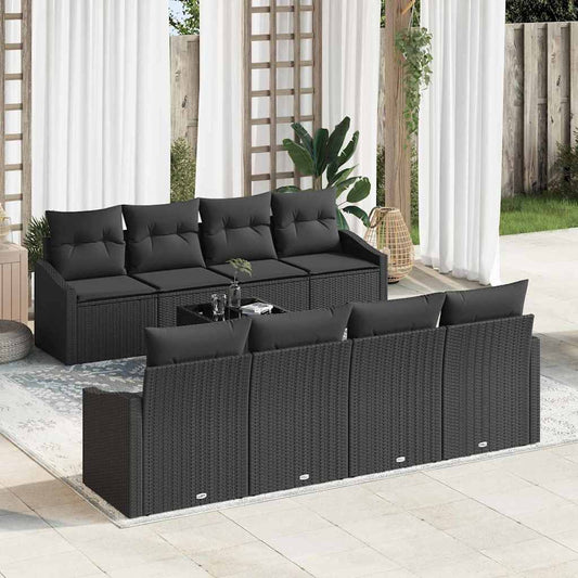 Bankstel met kussen met opslag 7 pcs Zwart poly rattan is nu te koop bij PeponiXL, paradijselijk wonen!