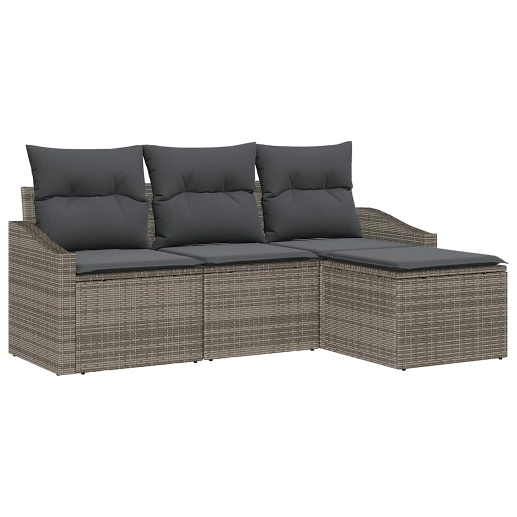 Bankstel met kussen met opslag 4 pcs Grijs poly rattan is nu te koop bij PeponiXL, paradijselijk wonen!