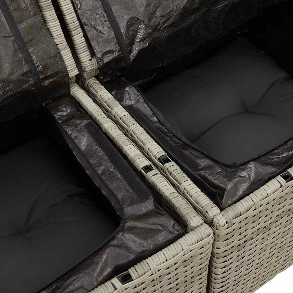 Bankstel met kussen met opslag 4 pcs Lichtgrijs poly rattan is nu te koop bij PeponiXL, paradijselijk wonen!