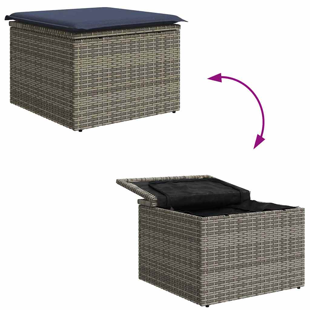 Bankstel met kussen 4 pcs Grijs en Marineblauw poly rattan is nu te koop bij PeponiXL, paradijselijk wonen!