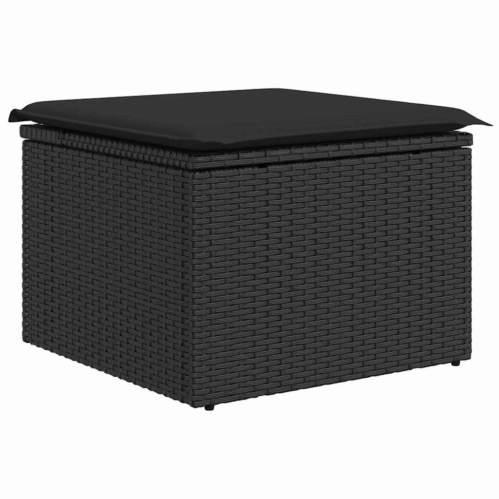 Bankstel met kussen met opslag 5 pcs Zwart poly rattan is nu te koop bij PeponiXL, paradijselijk wonen!