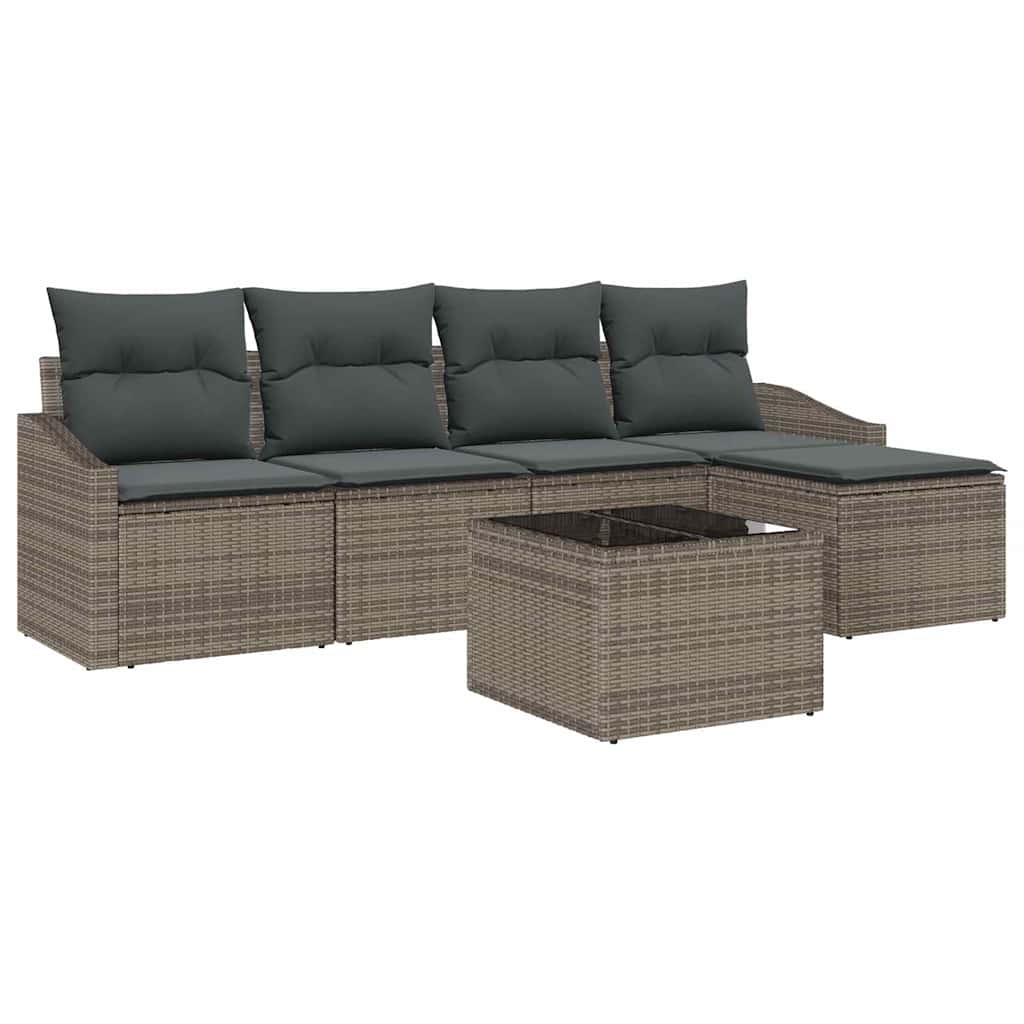 Bankstel met kussen met opslag 6 pcs Lichtgrijs poly rattan is nu te koop bij PeponiXL, paradijselijk wonen!