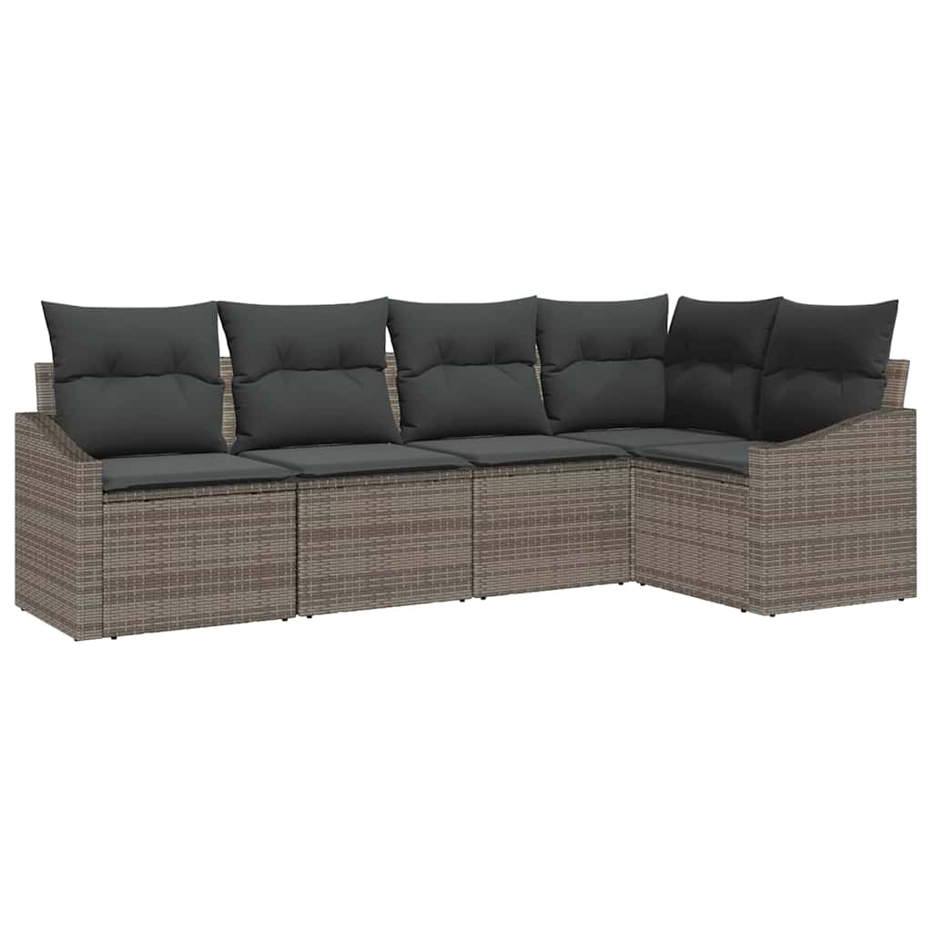 Tuinbankenset met kussen met opslag 5 pcs Grijs poly rattan is nu te koop bij PeponiXL, paradijselijk wonen!