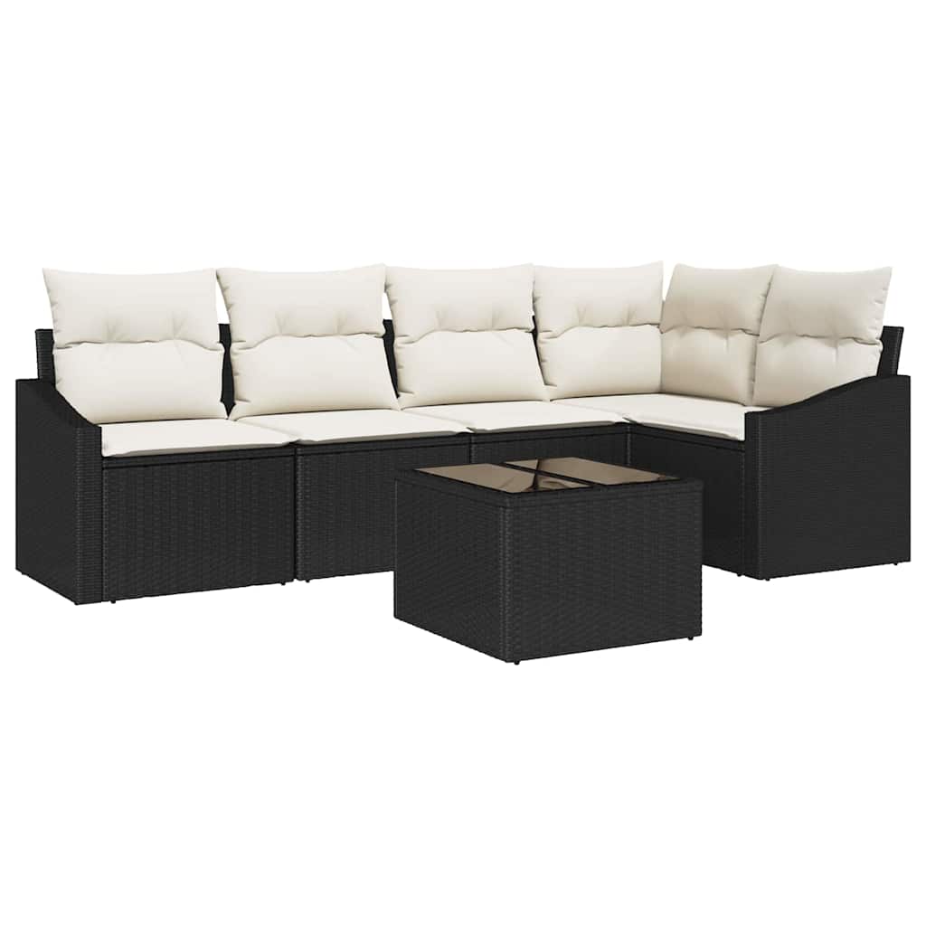 Tuinbankenset met kussen 6 pcs Bruin en Crème poly rattan is nu te koop bij PeponiXL, paradijselijk wonen!