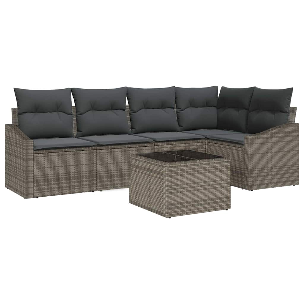 Tuinbankenset met kussen 6 pcs Lichtgrijs poly rattan is nu te koop bij PeponiXL, paradijselijk wonen!