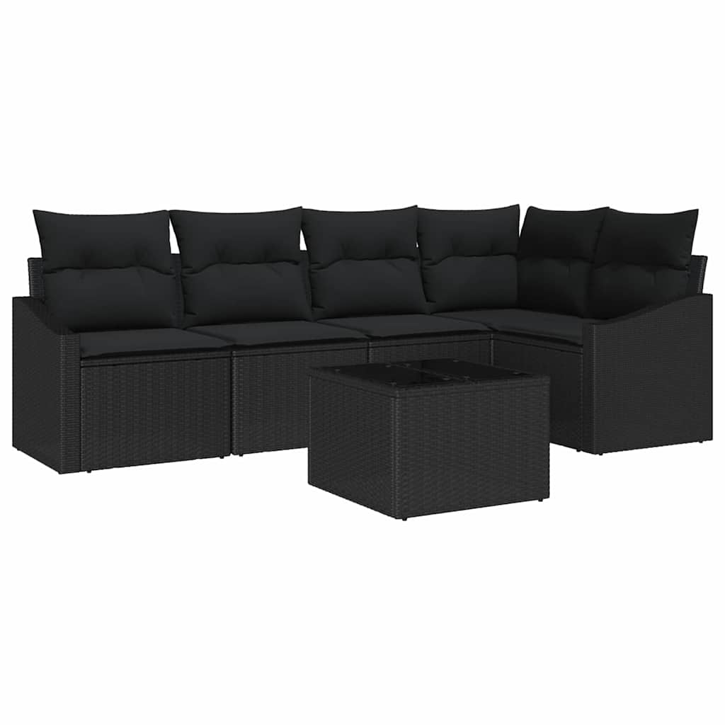 Tuinbankenset met kussen met opslag 6 pcs Zwart poly rattan is nu te koop bij PeponiXL, paradijselijk wonen!