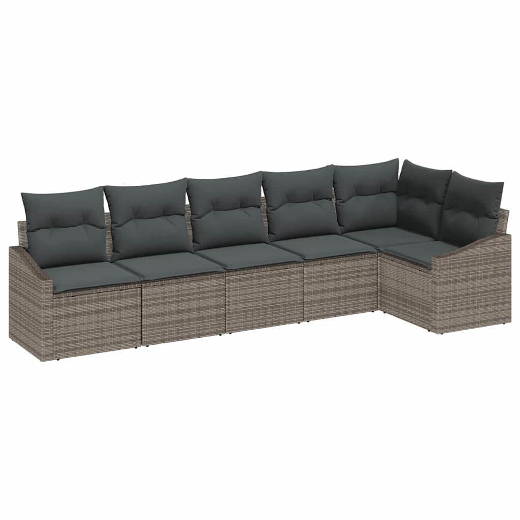 Tuinbankenset met kussen met opslag 6 pcs Grijs poly rattan is nu te koop bij PeponiXL, paradijselijk wonen!