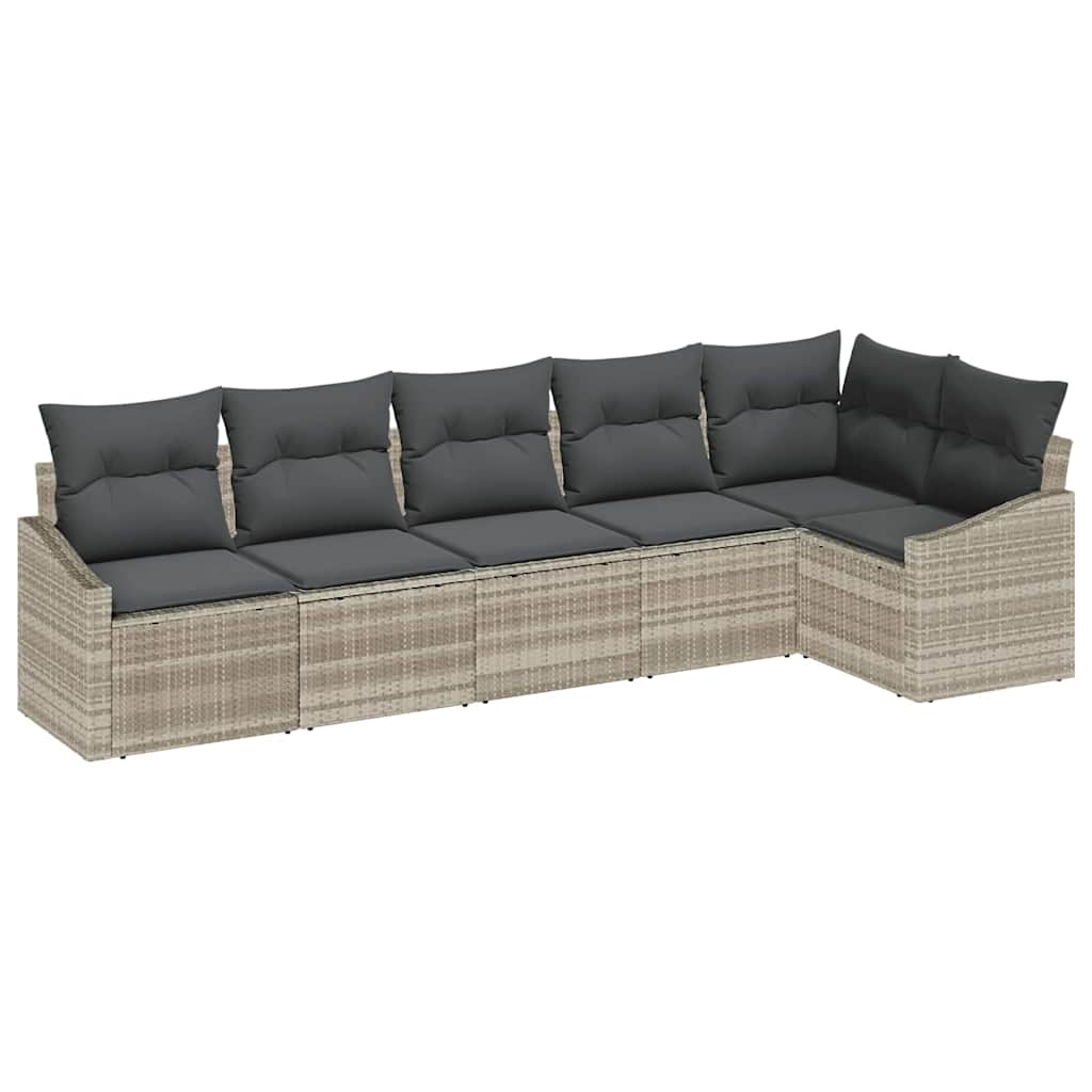 Tuinbankenset met kussen 6 pcs Lichtgrijs poly rattan is nu te koop bij PeponiXL, paradijselijk wonen!