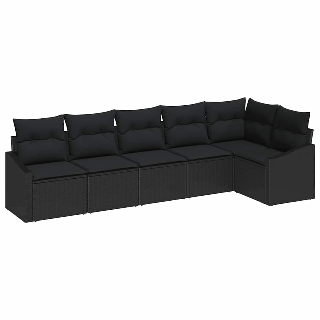 Tuinbankenset met kussen met opslag 6 pcs Zwart poly rattan is nu te koop bij PeponiXL, paradijselijk wonen!