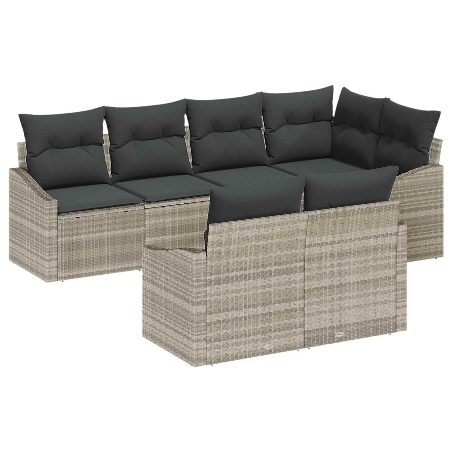 Tuinbankenset met kussen 7 pcs Lichtgrijs poly rattan is nu te koop bij PeponiXL, paradijselijk wonen!