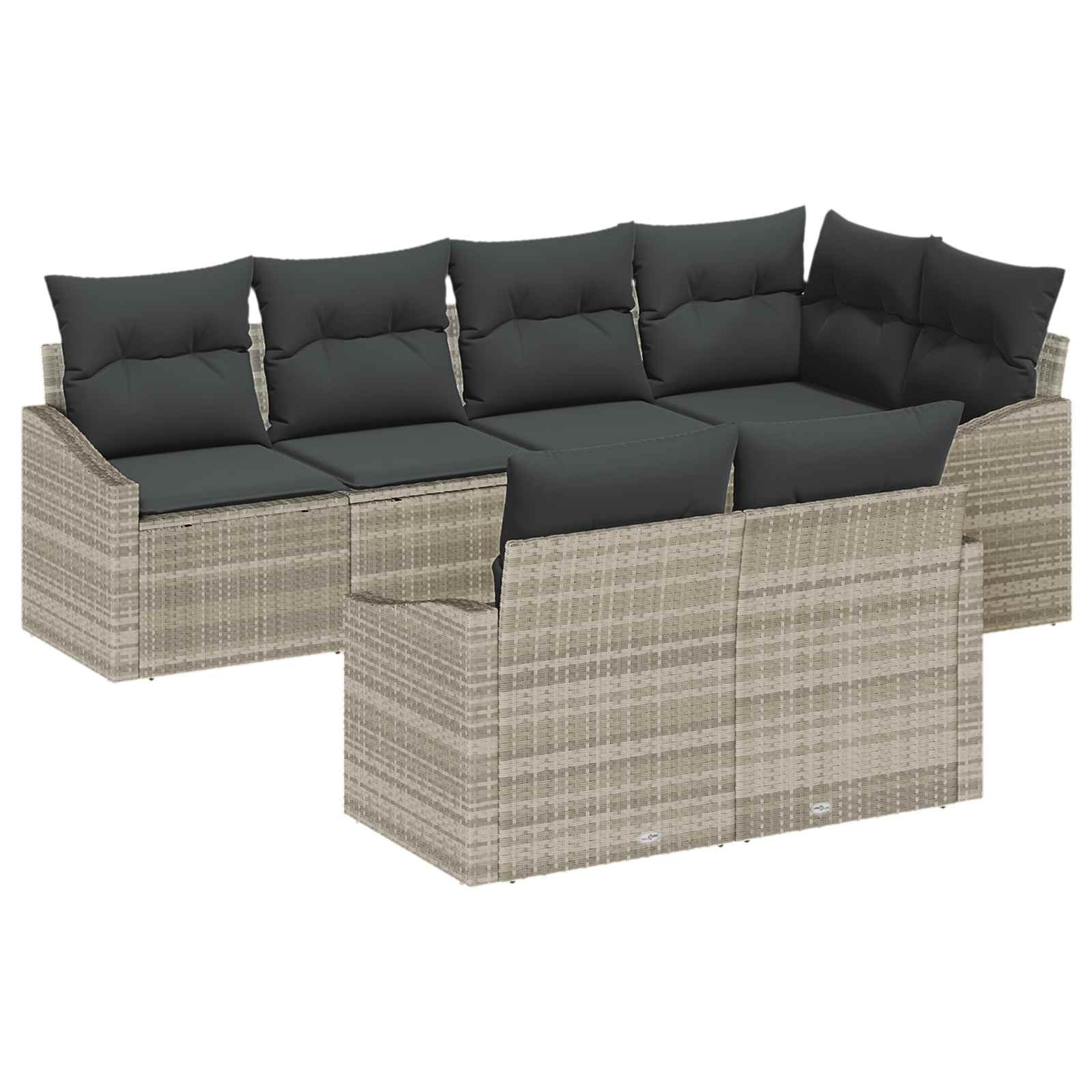 Tuinbankenset met kussen 7 pcs Lichtgrijs poly rattan is nu te koop bij PeponiXL, paradijselijk wonen!