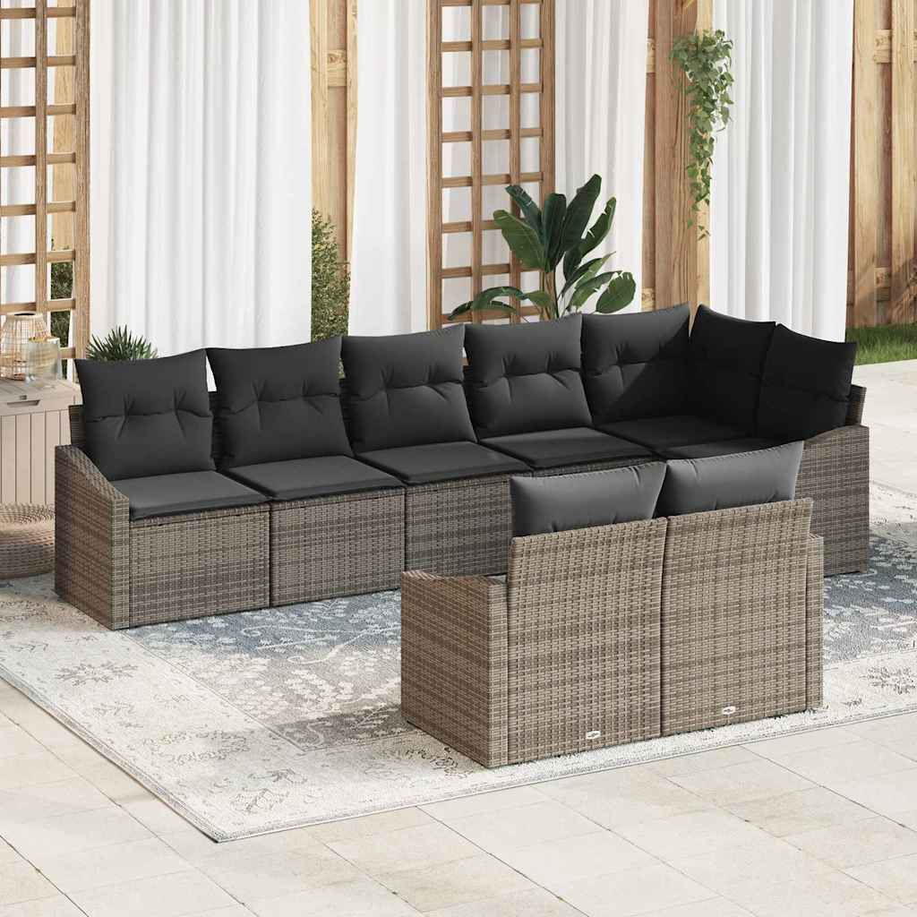 Tuinbankenset met kussen met opslag 8 pcs Grijs poly rattan is nu te koop bij PeponiXL, paradijselijk wonen!