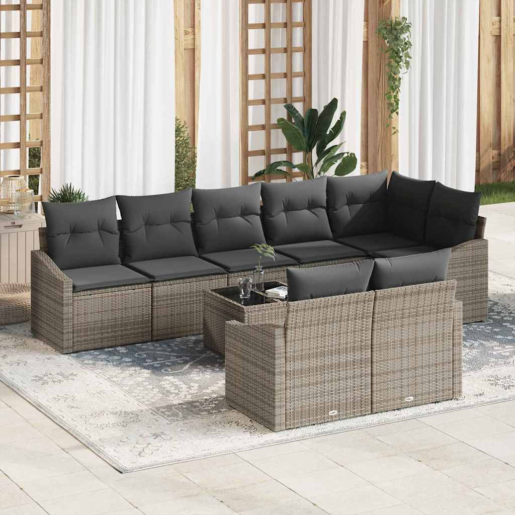 Tuinbankenset met kussen 9 pcs Lichtgrijs poly rattan is nu te koop bij PeponiXL, paradijselijk wonen!