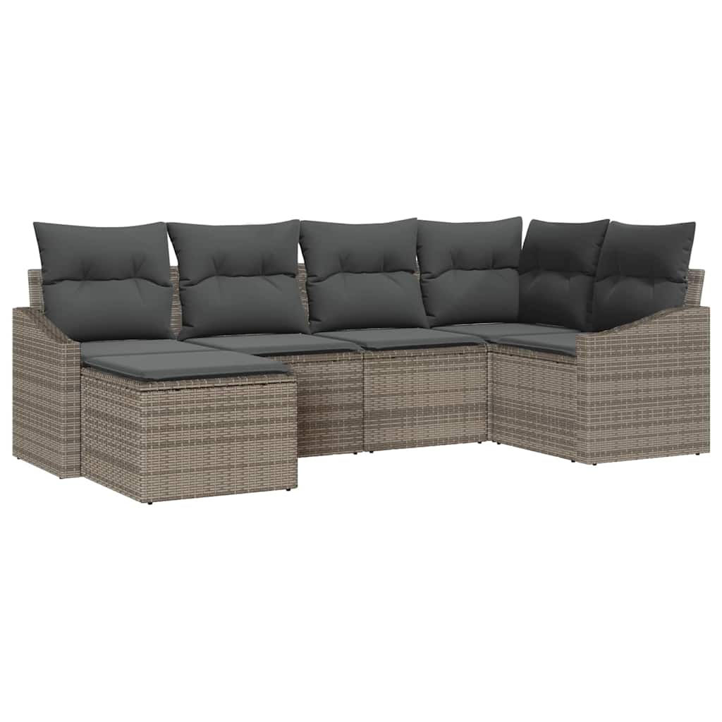 Tuin Eetset 6 pcs Grijs Poly Rattan en Poedergecoat Staal is nu te koop bij PeponiXL, paradijselijk wonen!