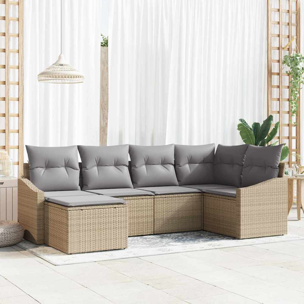 Tuin Eetset met kussen met opslag 6 pcs Beige en Licht Grijs is nu te koop bij PeponiXL, paradijselijk wonen!
