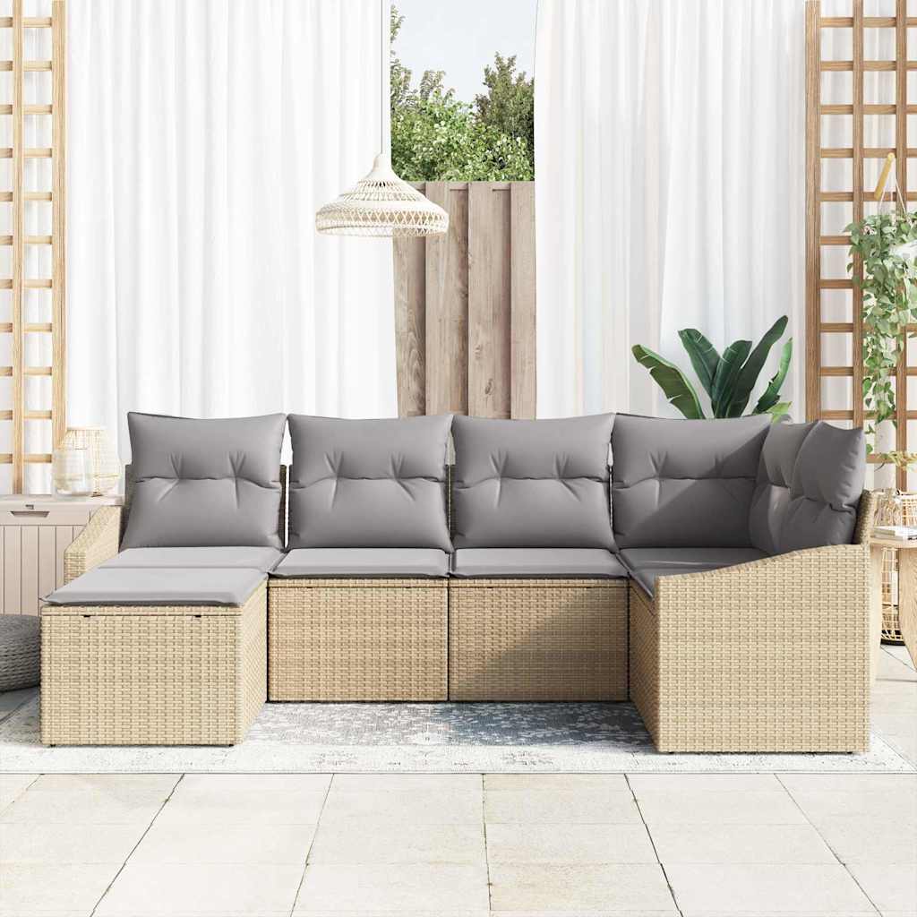 Tuin Eetset met kussen met opslag 6 pcs Beige en Licht Grijs is nu te koop bij PeponiXL, paradijselijk wonen!
