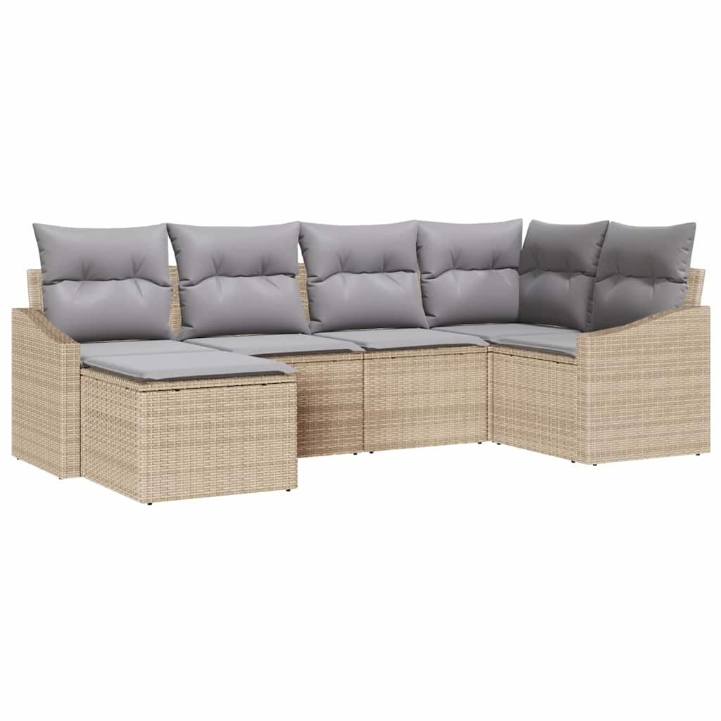 Tuin Eetset met kussen met opslag 6 pcs Beige en Licht Grijs is nu te koop bij PeponiXL, paradijselijk wonen!