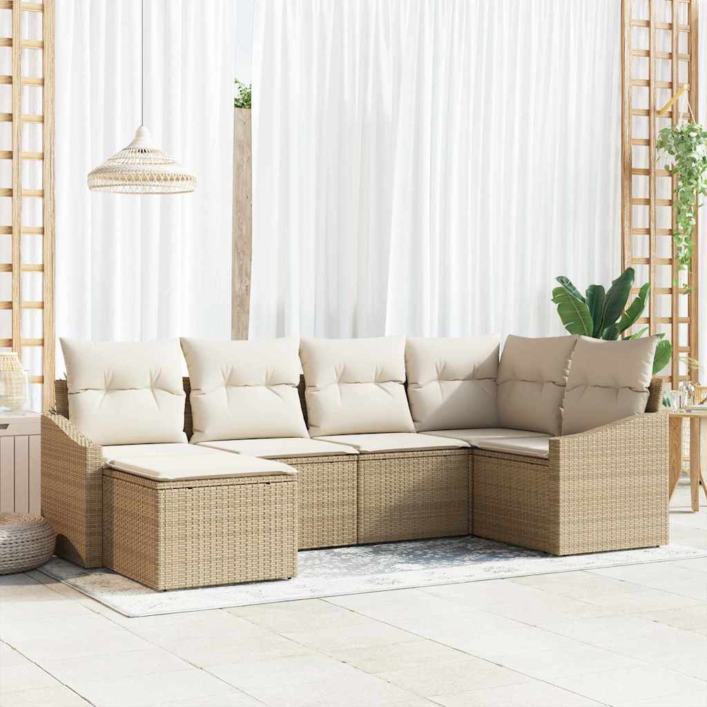 Tuin Eetset met kussen met opslag 6 pcs Beige en Crème is nu te koop bij PeponiXL, paradijselijk wonen!