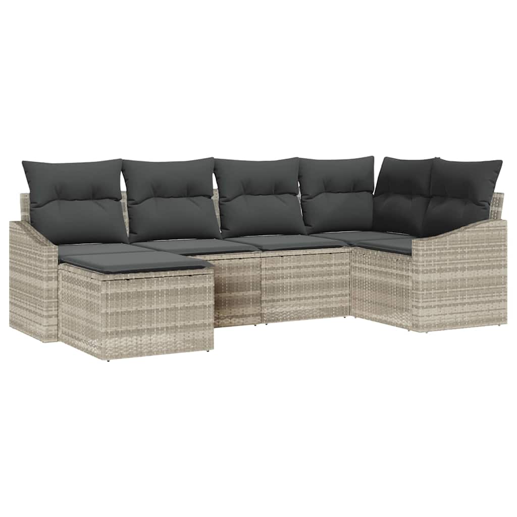 Tuin Eetset 6 pcs Lichtgrijs Poly Rattan en Poedergecoat Staal is nu te koop bij PeponiXL, paradijselijk wonen!