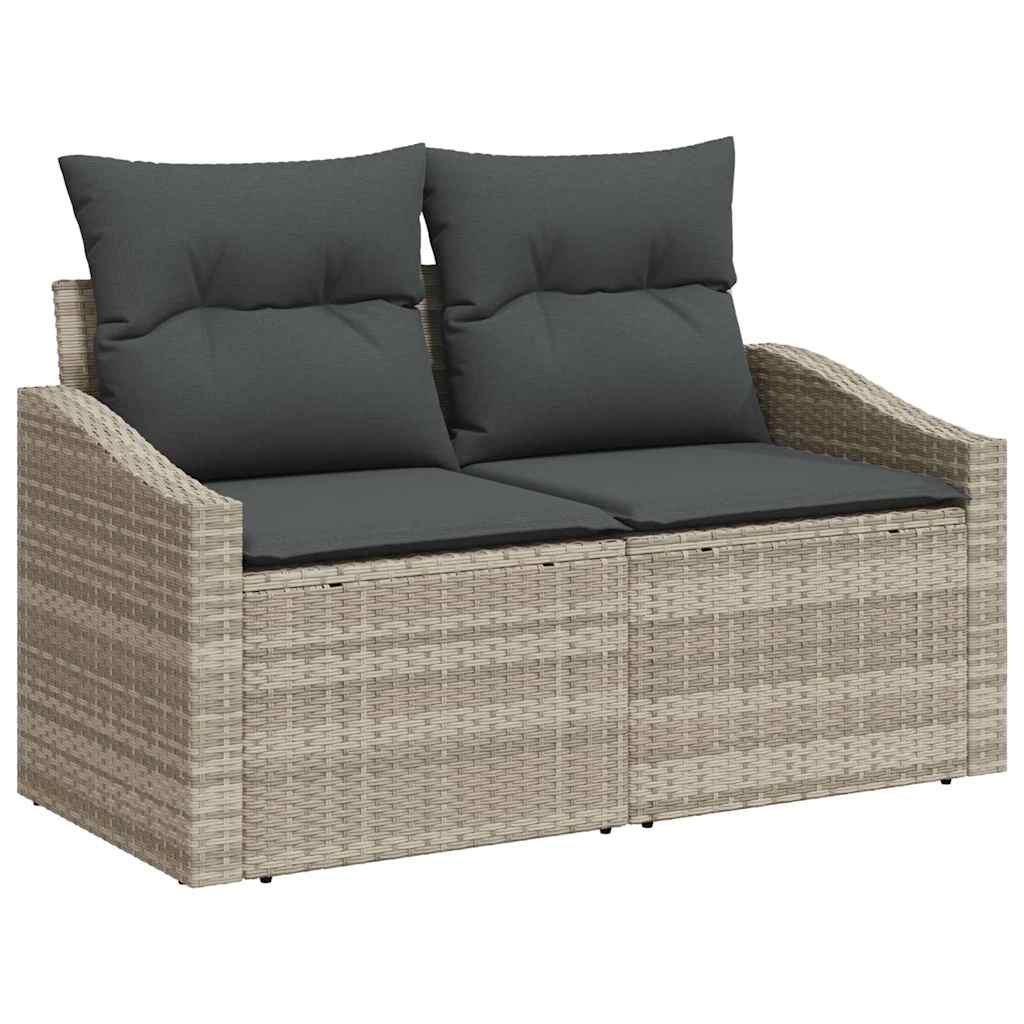 Tuin Eetset 6 pcs Lichtgrijs Poly Rattan en Poedergecoat Staal is nu te koop bij PeponiXL, paradijselijk wonen!
