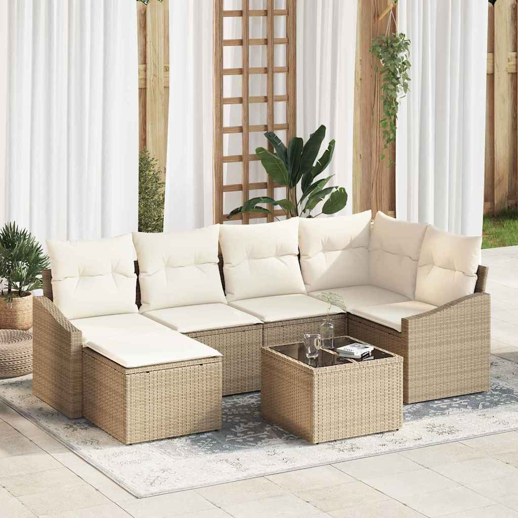 Tuin Eetset met kussen met opslag 7 pcs Beige en Crème is nu te koop bij PeponiXL, paradijselijk wonen!