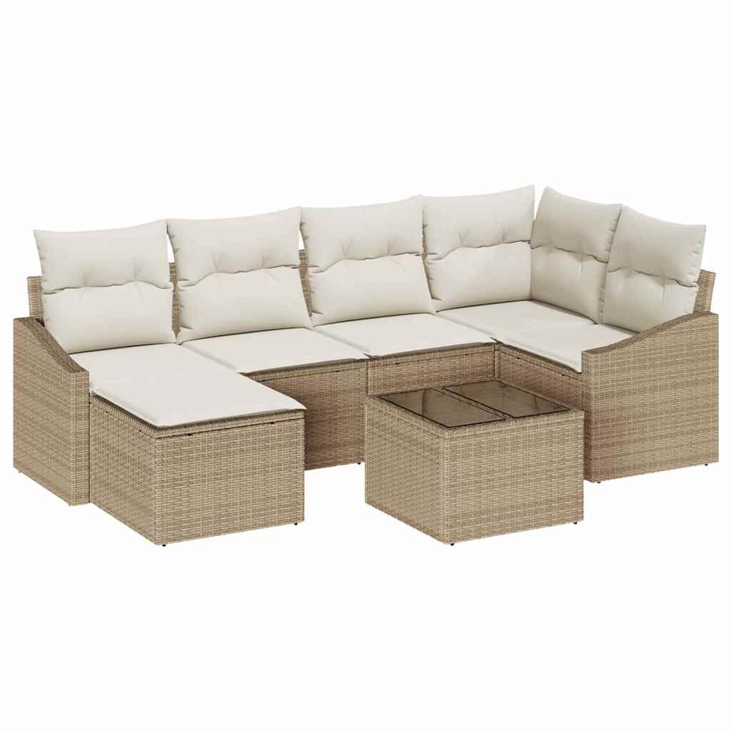 Tuin Eetset met kussen met opslag 7 pcs Beige en Crème is nu te koop bij PeponiXL, paradijselijk wonen!