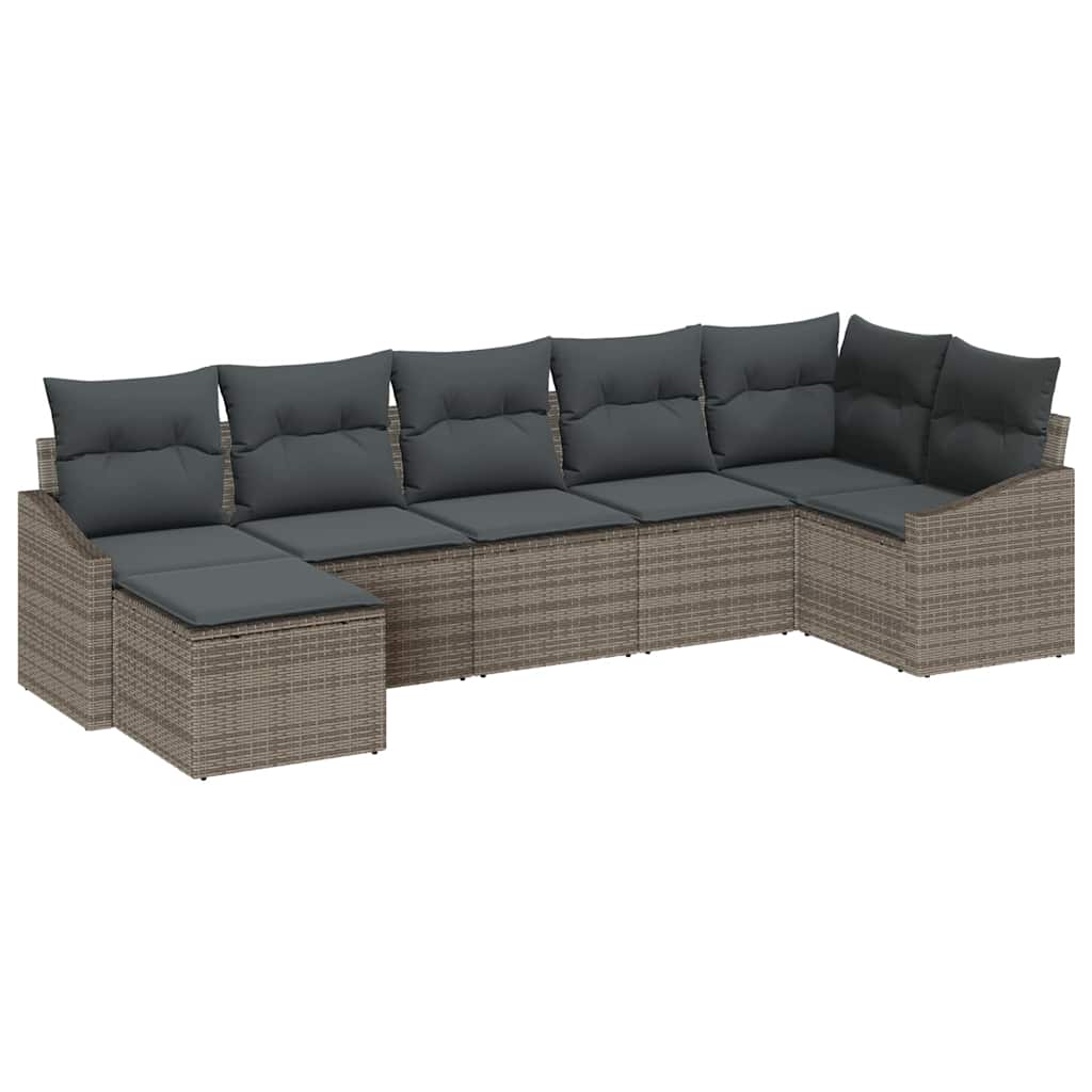 Tuin Sofa Set met kussen met opslag 7 pcs Grijs poly rattan is nu te koop bij PeponiXL, paradijselijk wonen!