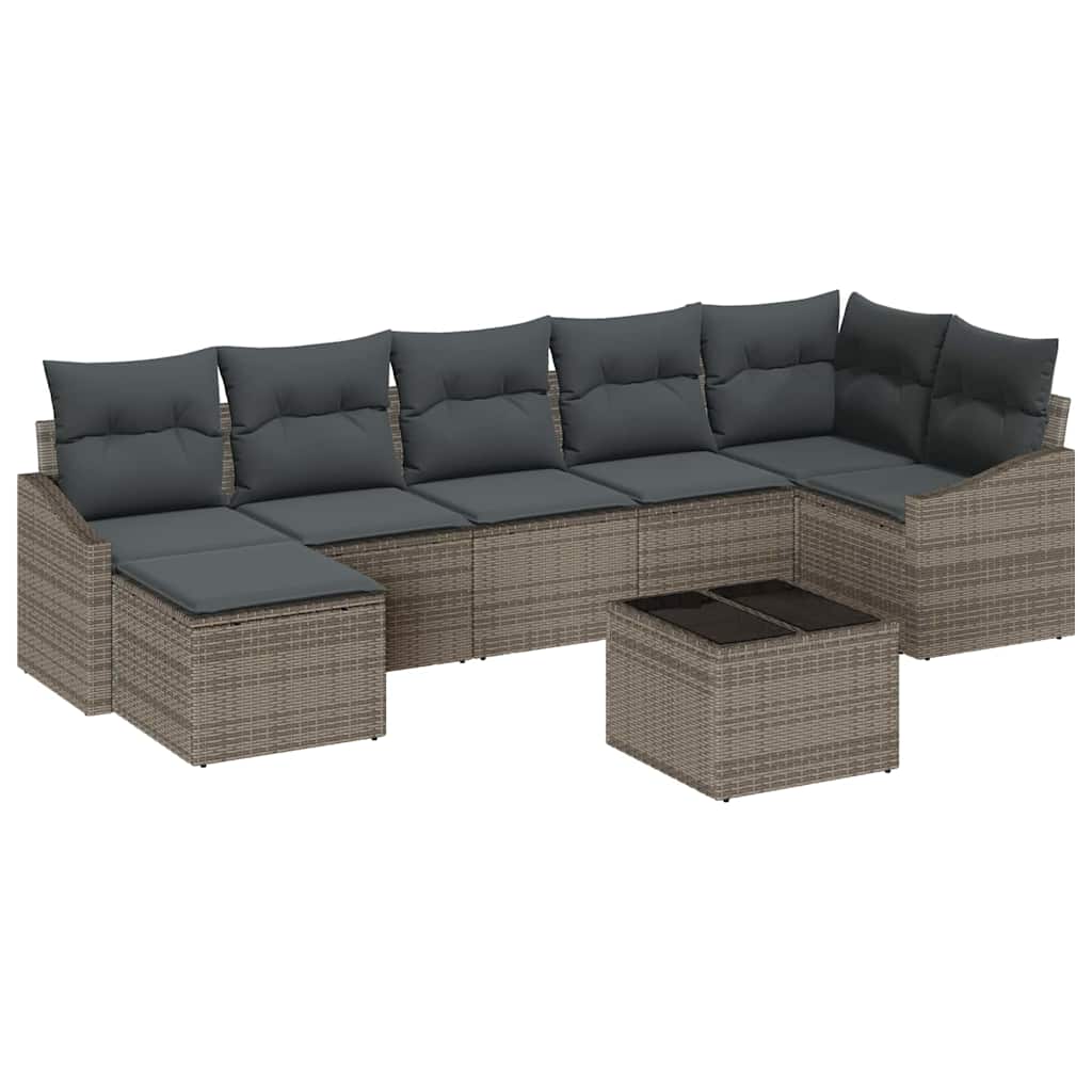 Tuin Sofa Set met kussen 8 pcs Lichtgrijs poly rattan is nu te koop bij PeponiXL, paradijselijk wonen!