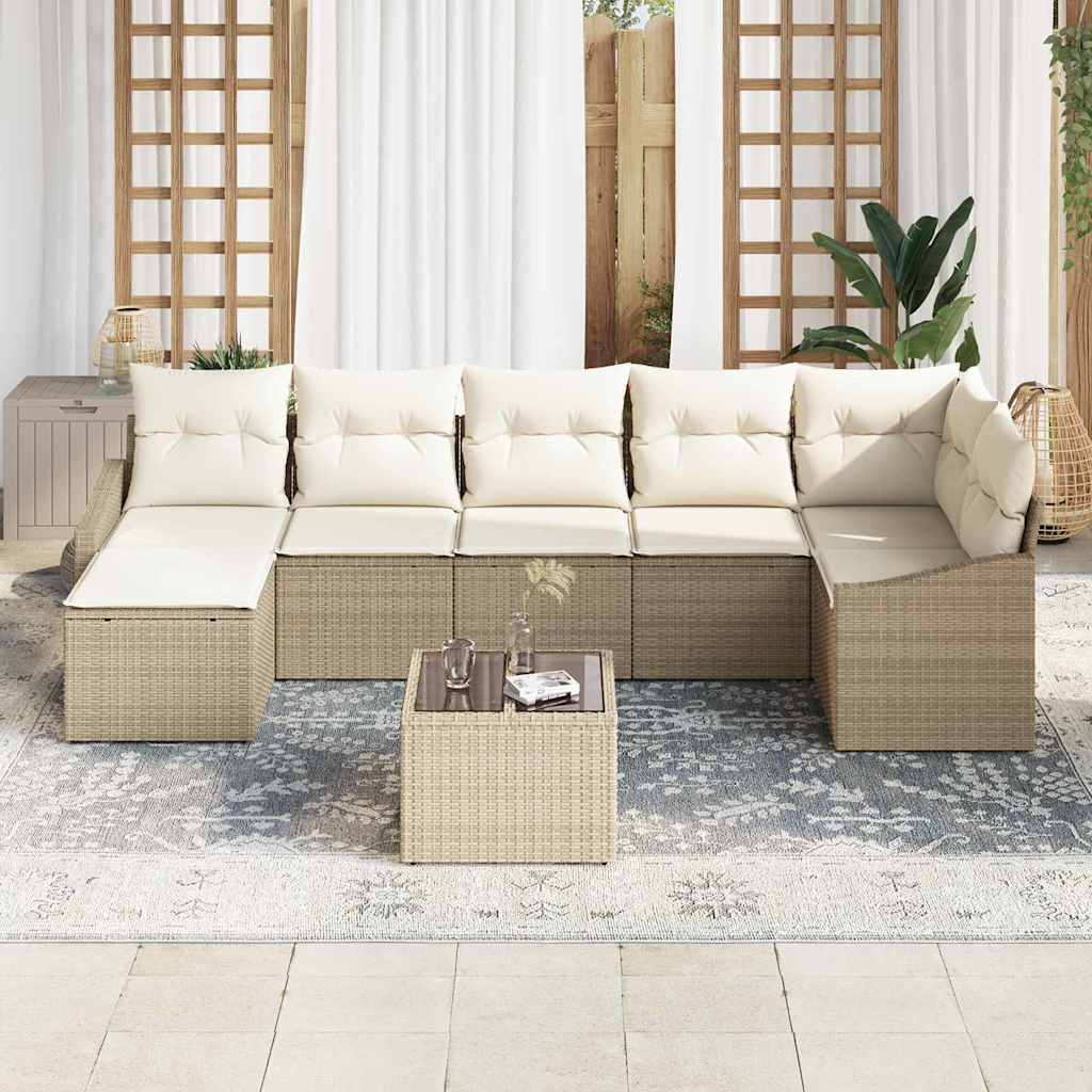 Tuin Sofa Set met kussen 8 pcs Beige en Crème poly rattan is nu te koop bij PeponiXL, paradijselijk wonen!