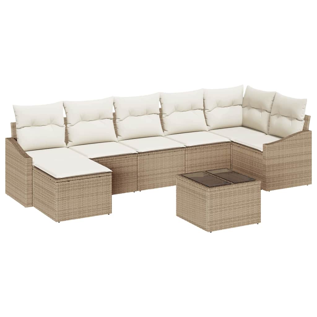 Tuin Sofa Set met kussen 8 pcs Beige en Crème poly rattan is nu te koop bij PeponiXL, paradijselijk wonen!