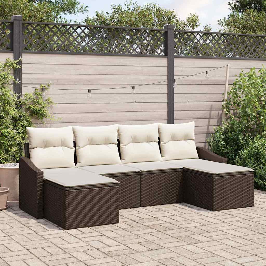 Tuin Eetset met kussen met opslag 6 pcs Bruin en Crème is nu te koop bij PeponiXL, paradijselijk wonen!