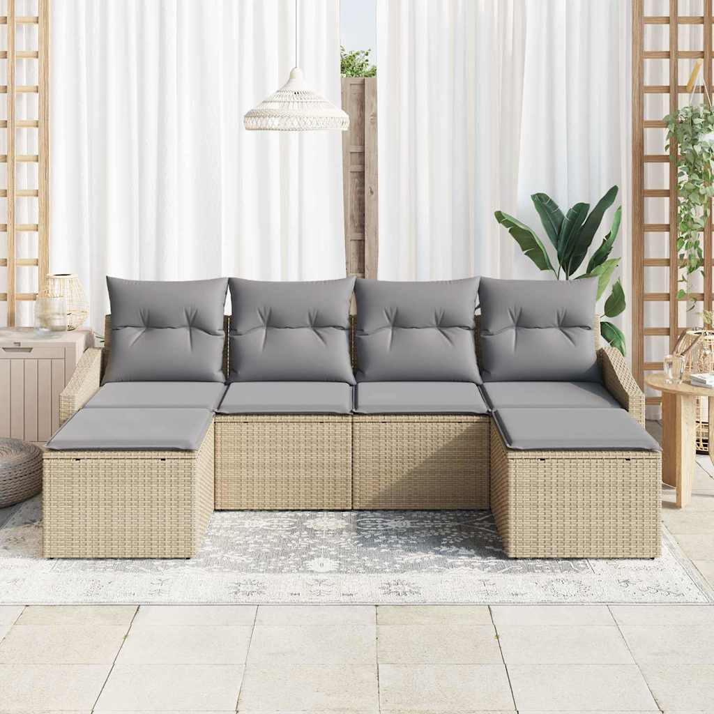 Tuin Eetset met kussen met opslag 6 pcs Beige en Licht Grijs is nu te koop bij PeponiXL, paradijselijk wonen!