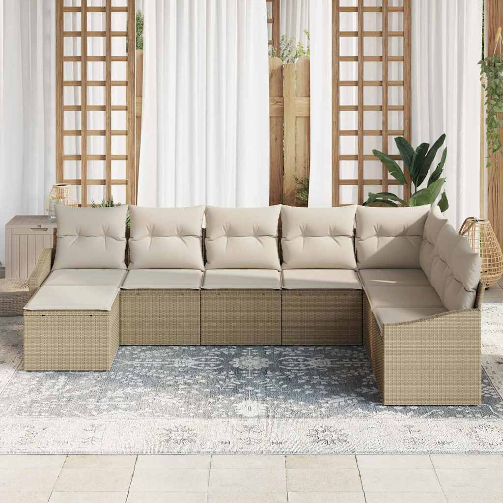 Tuin Sofa Set met kussen 8 pcs Beige en Crème poly rattan is nu te koop bij PeponiXL, paradijselijk wonen!